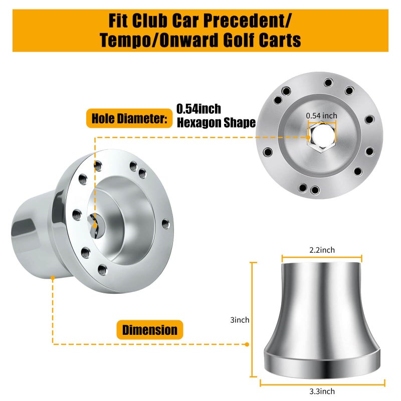 MOSNAI Club Car Steering Wheel Adapter Hub for Club Car Precedent/Tempo/Onward Golf Carts with 5-6 Holes Golf Cart Steering Wheel - Image 2